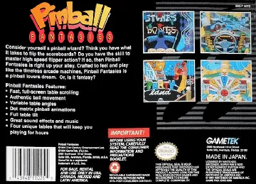 Pinball Fantasies (USA) box cover back